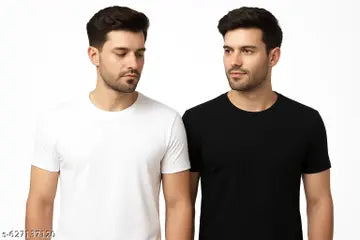 Cotton Blend Men's T-Shirts - Pack of 2 (Assorted Colors)