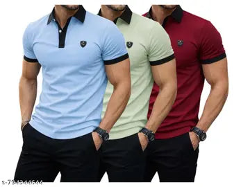 Cotton Blend Men's T-Shirts - Pack of 3 (Assorted Colors)