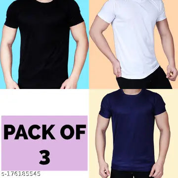 Stylish Men's T-Shirts - Pack of 3 (Assorted Colors)