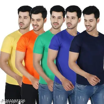 Stylish Men's T-Shirts - Pack of 5 (Assorted Colors)